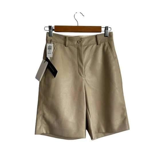 BABATON Sand White WIDE LEG VEGAN LEATHER SHORTS WOMEN SIZE 0 Article #82802 - Picture 1 of 8